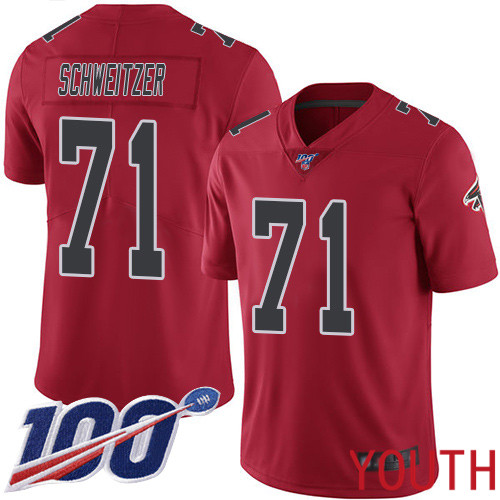 Atlanta Falcons Limited Red Youth Wes Schweitzer Jersey NFL Football #71 100th Season Rush Vapor Untouchable